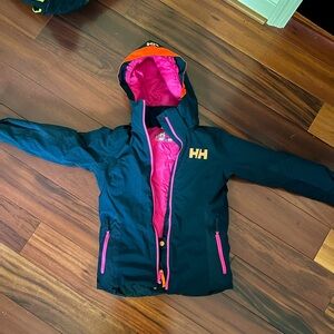 Girls Helly Hansen Navy Ski Snow Waterproof Jacket- like new!